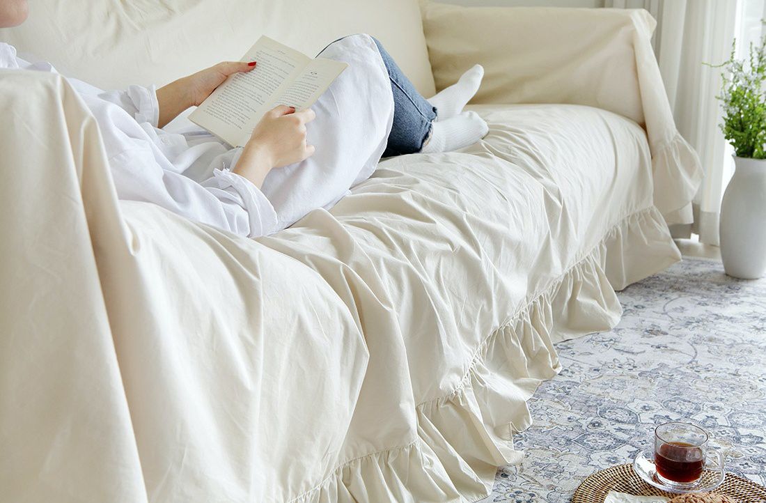 韓國 Prielle - 60支高密度棉防水防污沙發套-綠 (220X330)