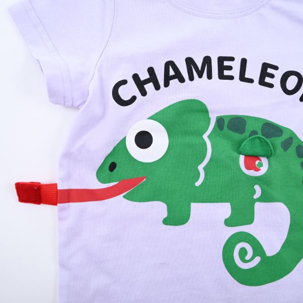 日本 Baby Room - 立體翻翻樂短袖上衣-變色龍-白