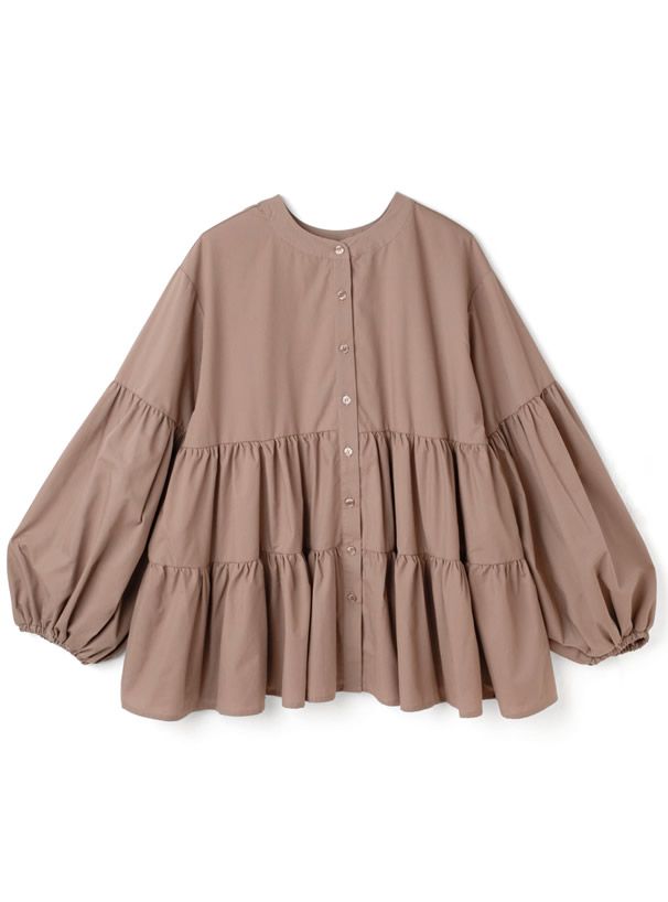 日本 GRL - 森林系層次泡泡長袖上衣-天使白 (F)