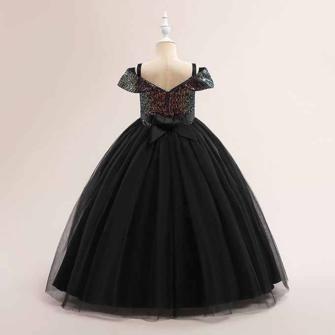 love, charlotte - 精緻黑色幻彩繡花亮片落肩禮服-2Way穿搭-禮服送小帽子頭飾