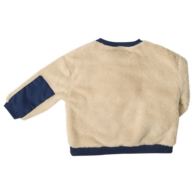 akachan honpo - 長袖休閒上衣-刷毛 背面圖案-淺卡其色