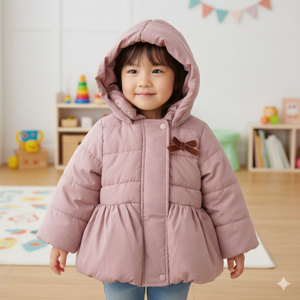 鋪棉泡泡夾克-粉紅色