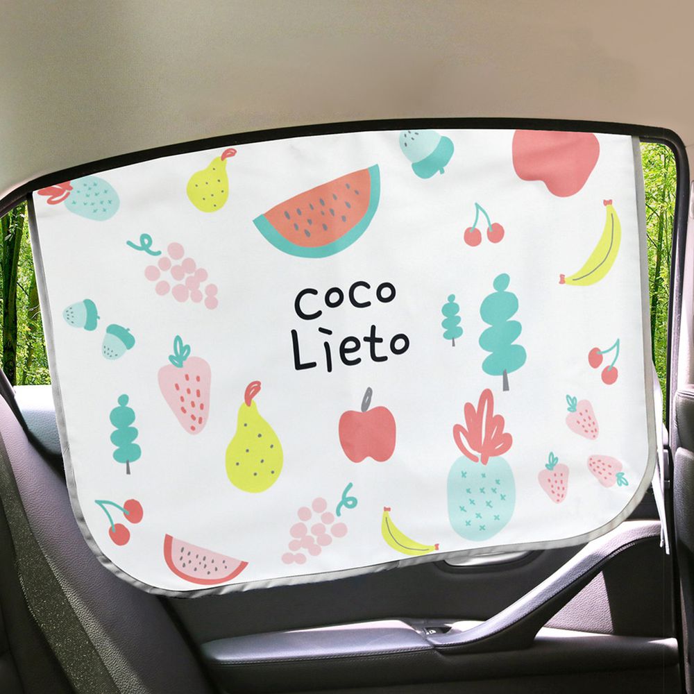 韓國 coco Lieto - 磁鐵式三層抗UV遮陽窗簾-繽紛水果 (67x48cm)