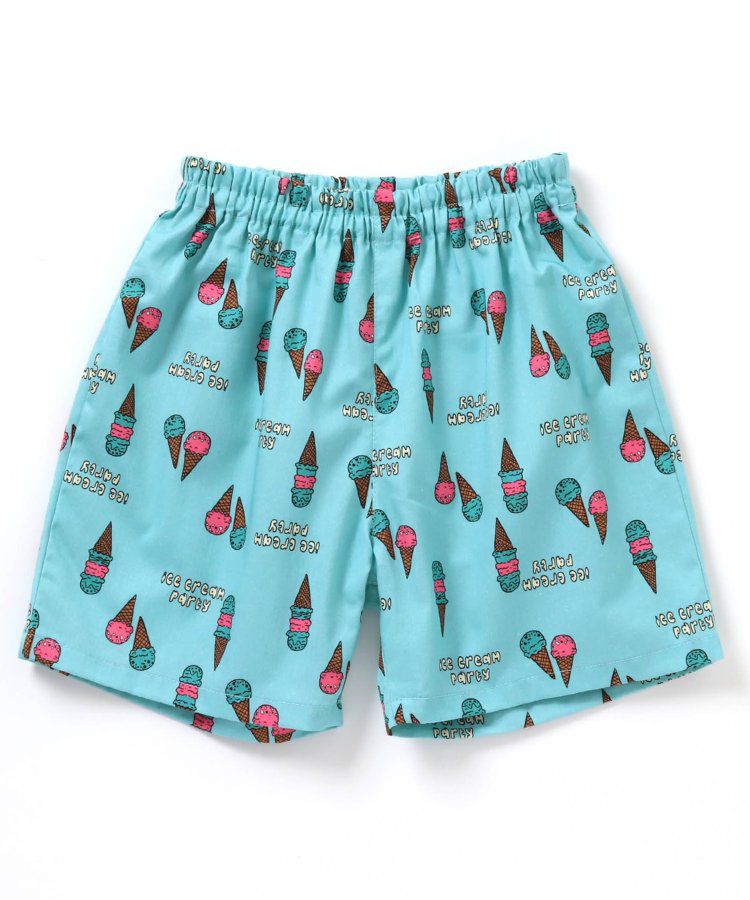 日本 apres les cours - 31冰淇淋聯名 清涼短褲-滿版甜筒-水藍