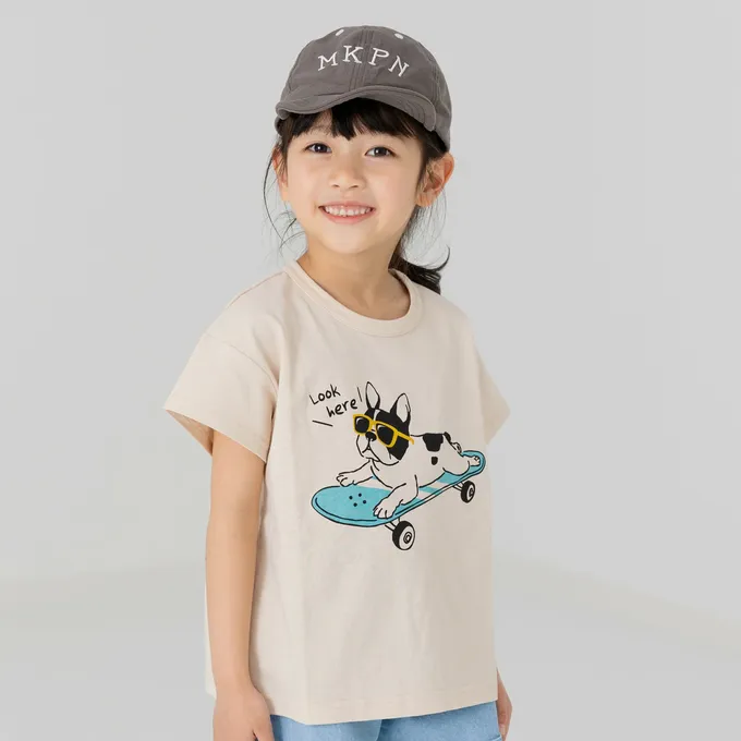 日本 Chil2 - 100%棉 印花柔軟短袖上衣-鯊魚戲水-薄荷綠