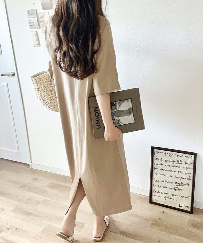 日本 Classical Elf - Java 純棉logo刺繡休閒素面洋裝-黑