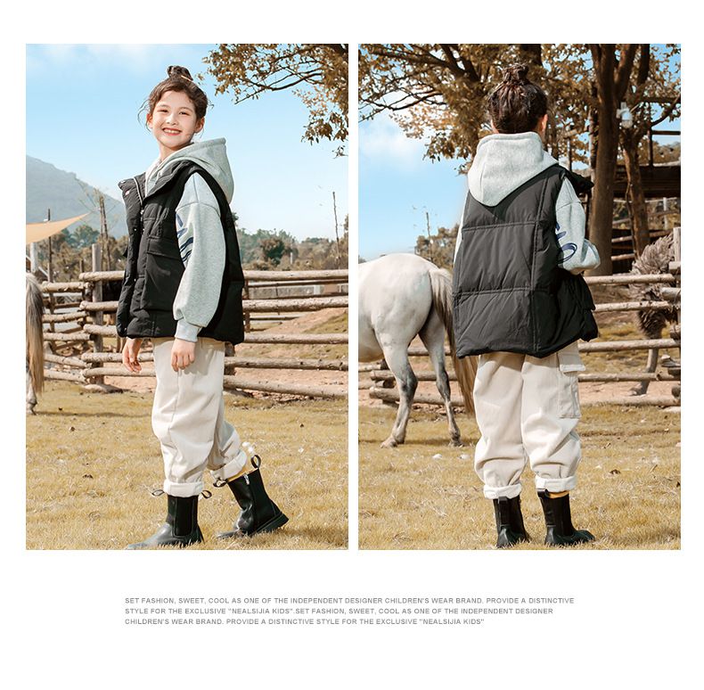 90%白鴨絨羽絨背心-大口袋-玫紅