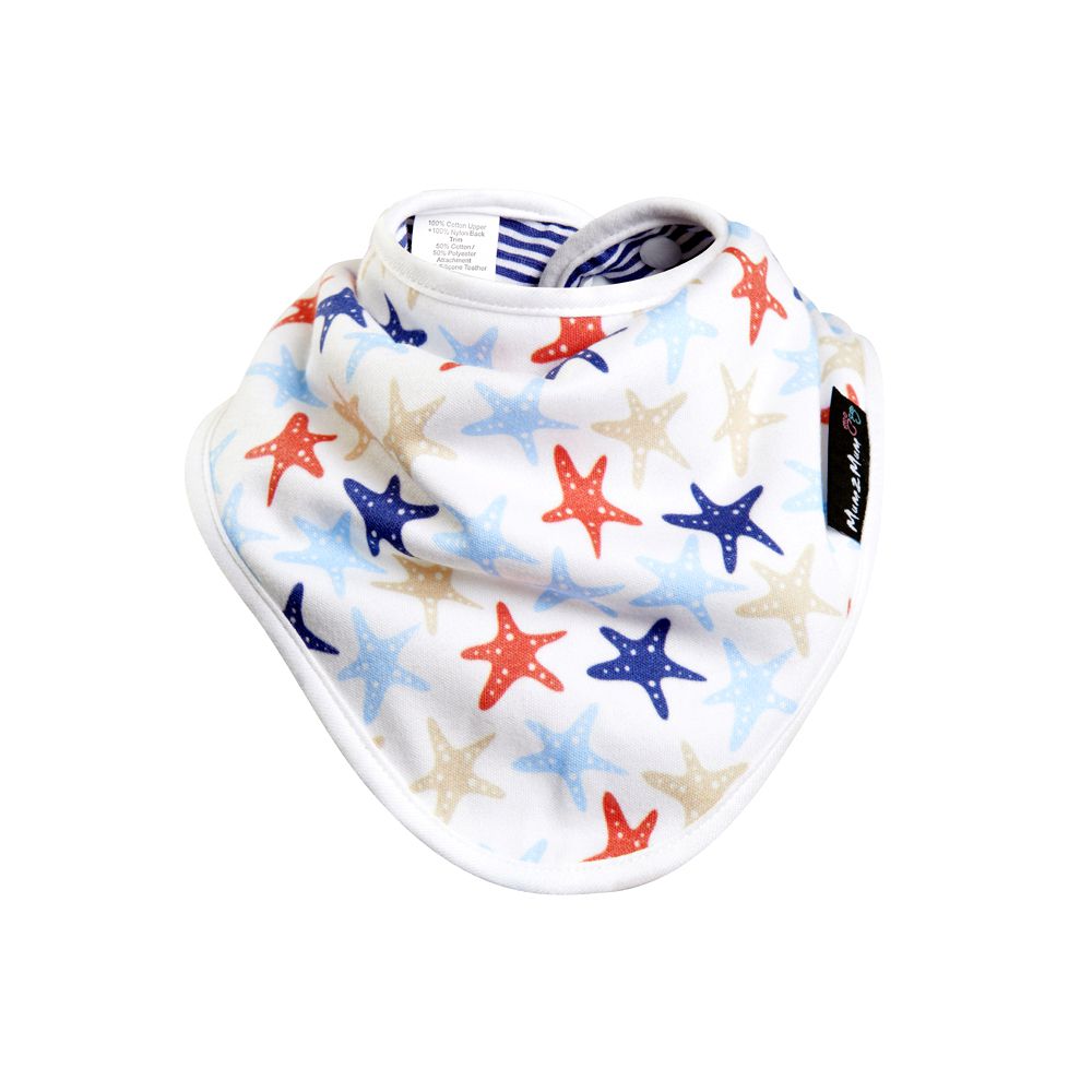 Mum 2 Mum - 雙面竹纖維棉機能口水巾圍兜-海星/藍條紋