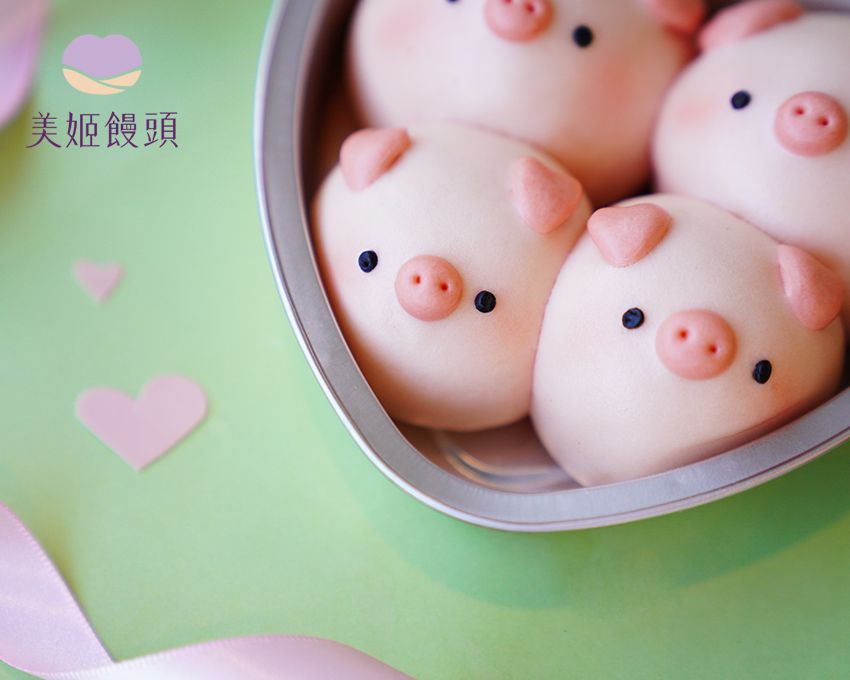 美姬饅頭 - 擠擠小豬鮮乳造型包子 (四入)-150g
