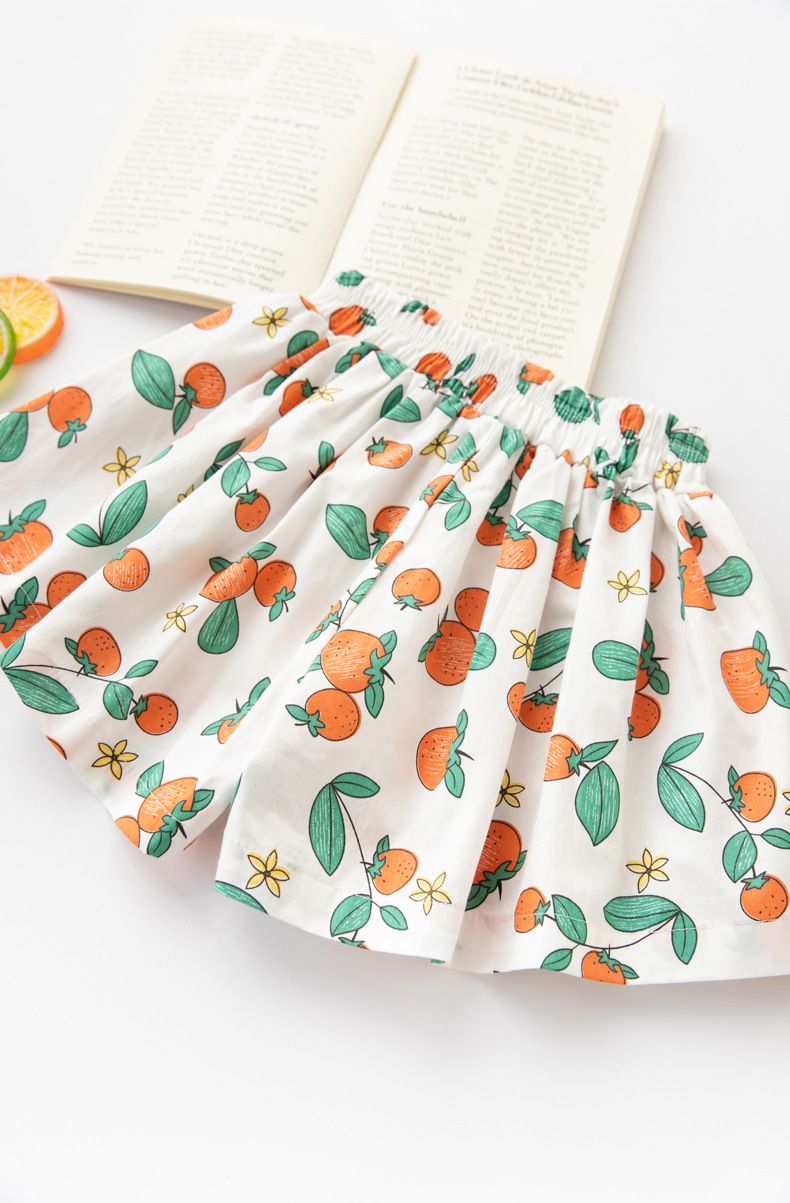 FANMOU - 99%棉腰鬆緊印花短褲-碎花-卡其色