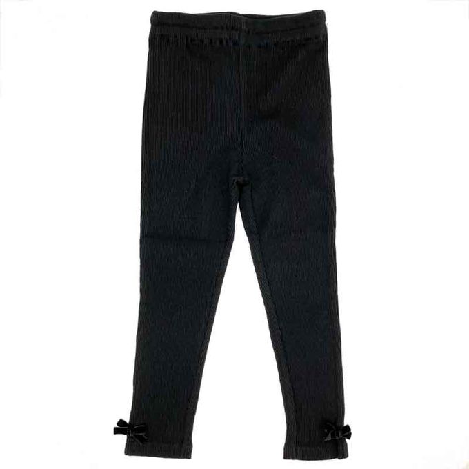 akachan honpo - 內搭褲-羅紋抽針針織布-黑色