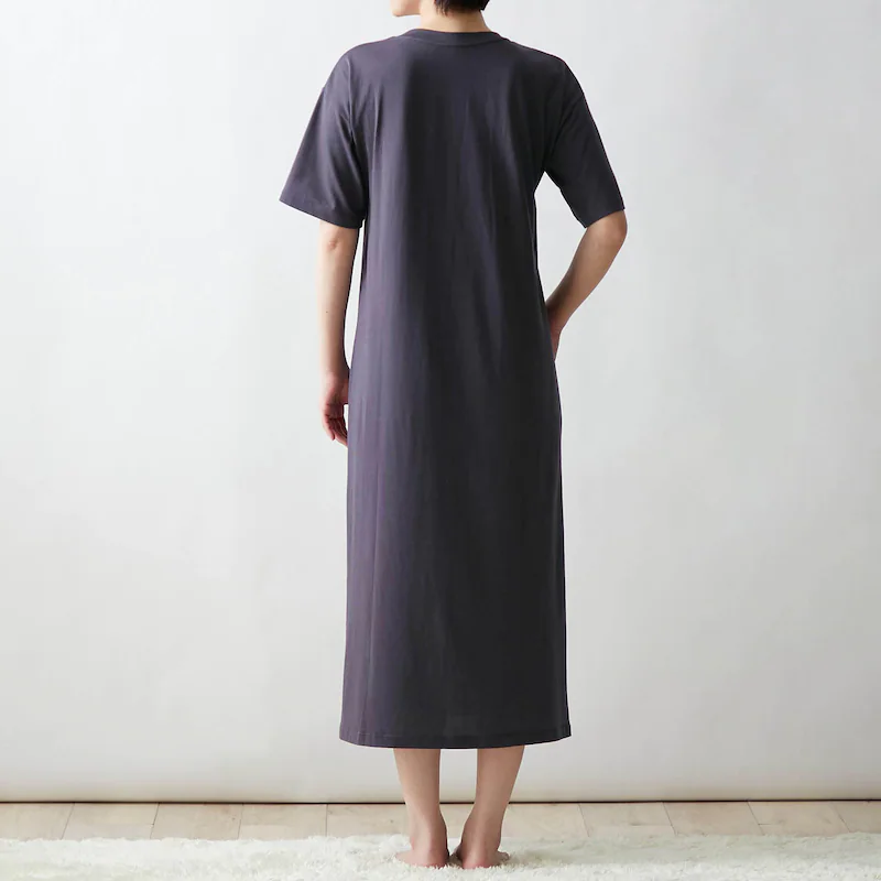 日本千趣會 - 純棉涼爽附bra短袖家居服-一件式-摩卡棕