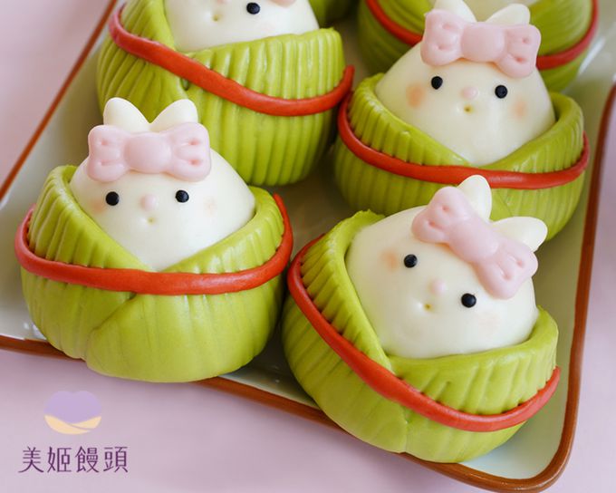 美姬饅頭 - 兔兔粽子鮮乳造型紅豆包