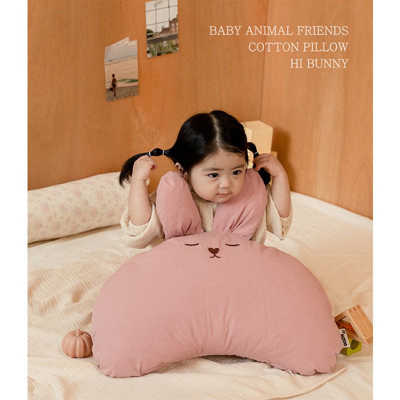 正韓Hello HiZoo - 純手工製動物造型純棉柔感兒童枕/防蟎枕/透氣枕/健康枕-Hi Bunny 兔兔