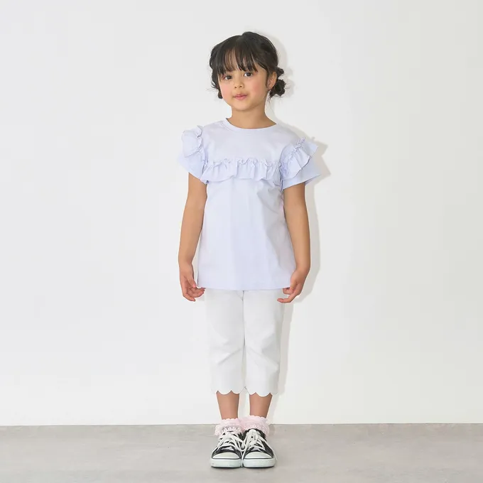 日本 Lycee mine - 下擺可愛貝殼彈力七分褲-紫丁香