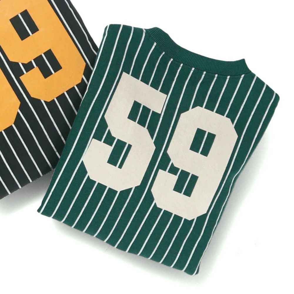 裏起毛 舒適縮口長袖上衣-數字59-濃綠