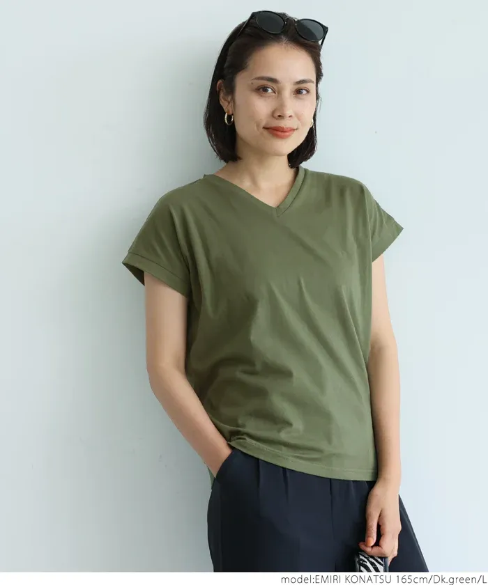 日本 COCA - 100%美國棉厚磅短袖上衣-V領-白