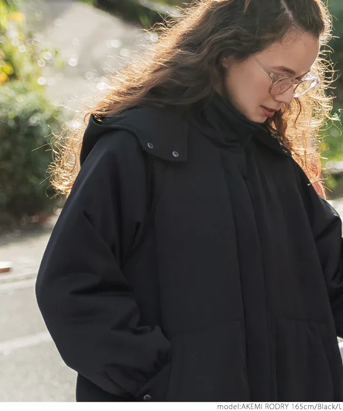 日本 COCA - 斗篷設計鋪棉連帽外套-米杏