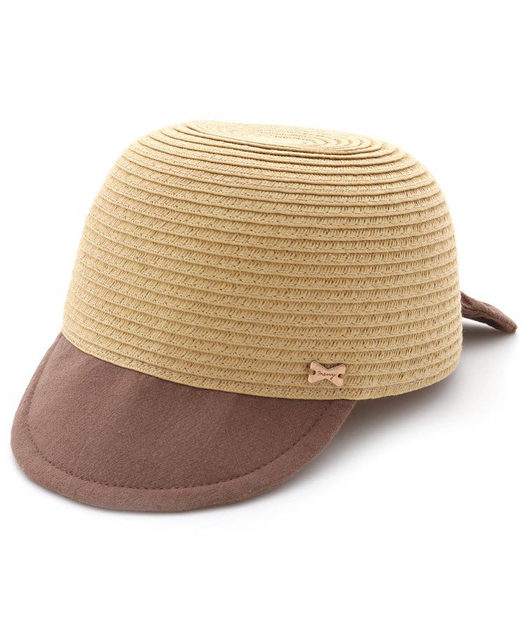 日本 apres les cours - 後大蝴蝶結抗UV時尚藤編帽-粉紅