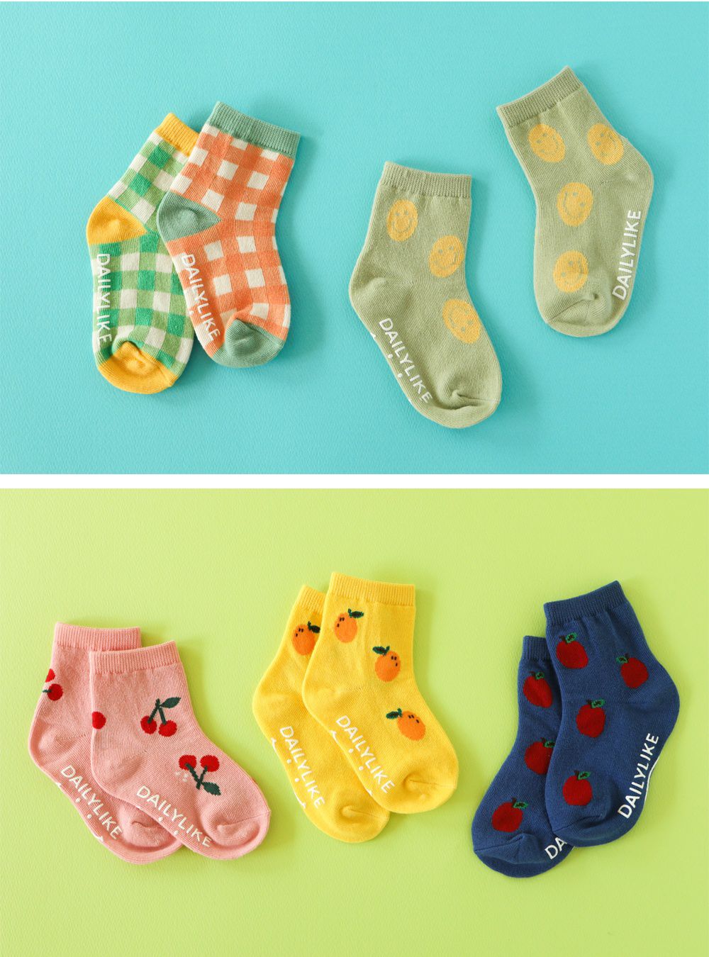 韓國 Daily Like - 兒童襪子/中筒襪6入組-4