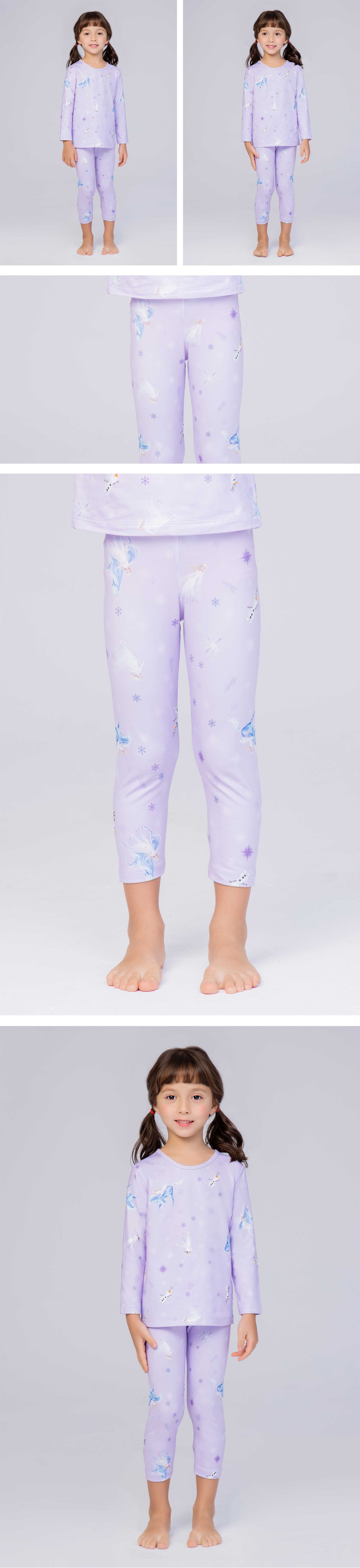 WIWI - 森林艾莎 溫灸刷毛九分兒童發熱褲-童-嫩橘粉