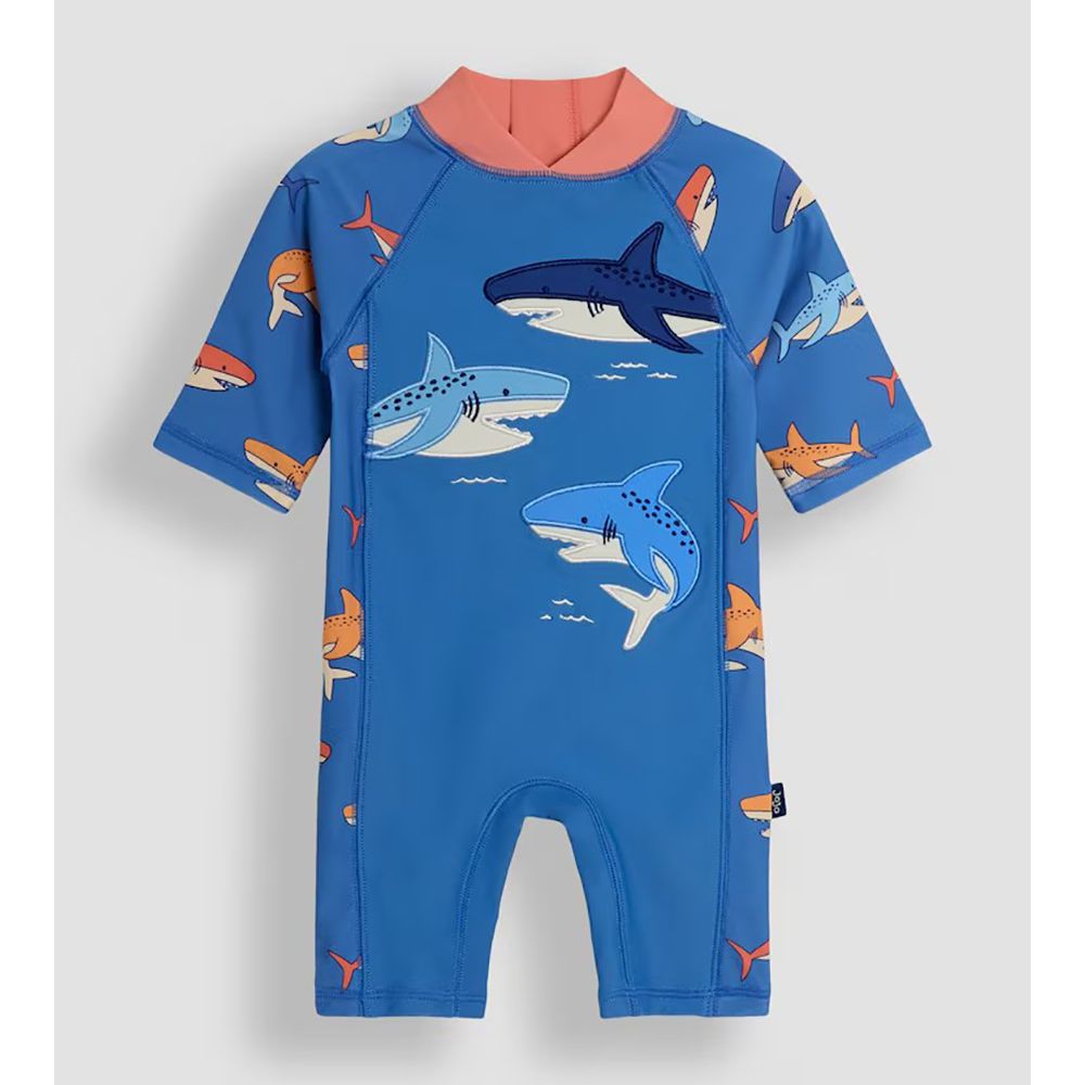嬰幼兒/兒童連身式防曬泳裝-鯊魚群