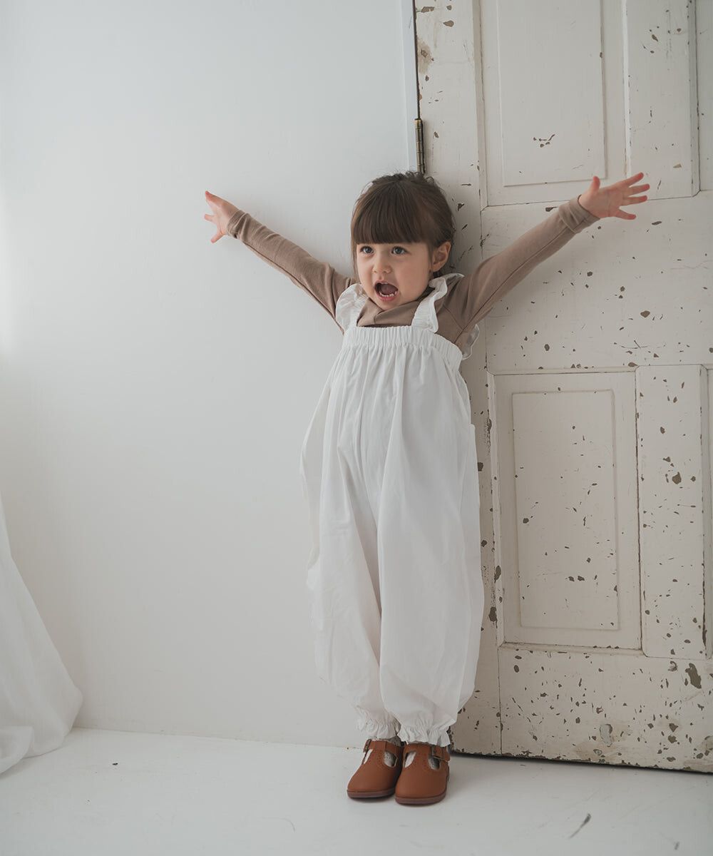 日本 riziere - 可愛荷葉澎澎燈籠吊帶褲-黑