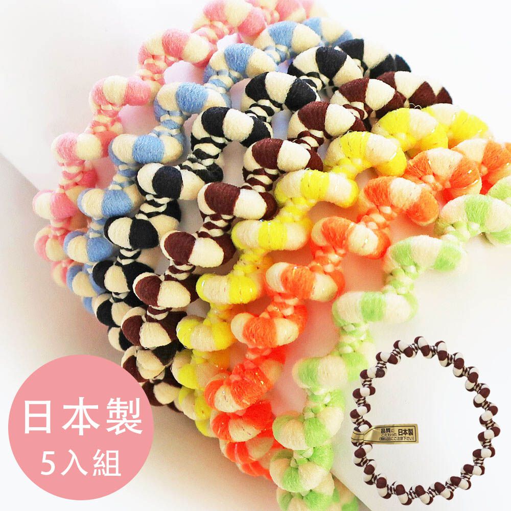 專利安心耐用彩色波浪髮圈(5入組)-單色-咖啡