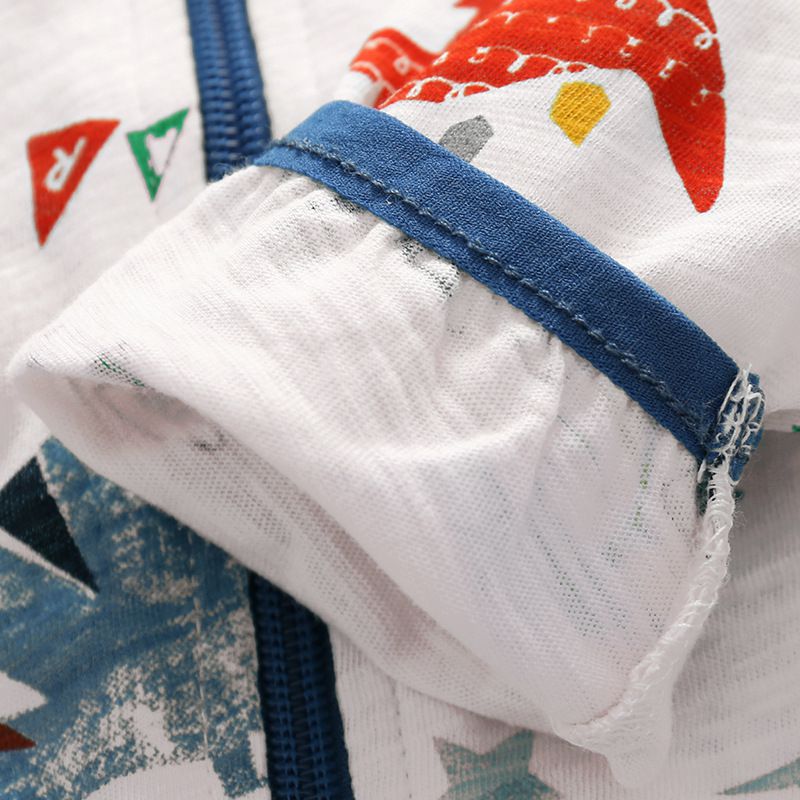 純棉連帽防曬外套/空調外套-恐龍的幾何世界-白色