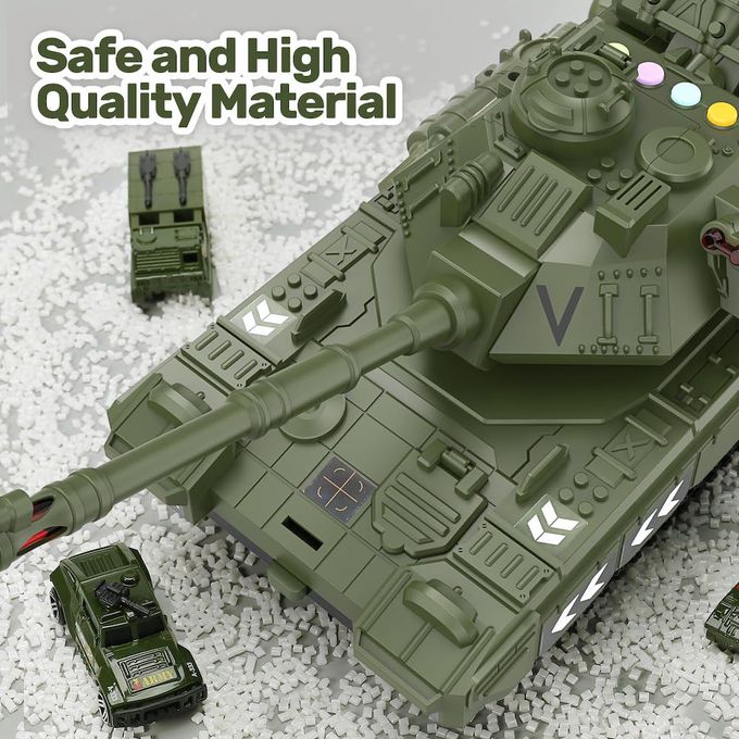 CuteStone - 軍用小汽車與聲光坦克車雙重模式套裝組合玩具