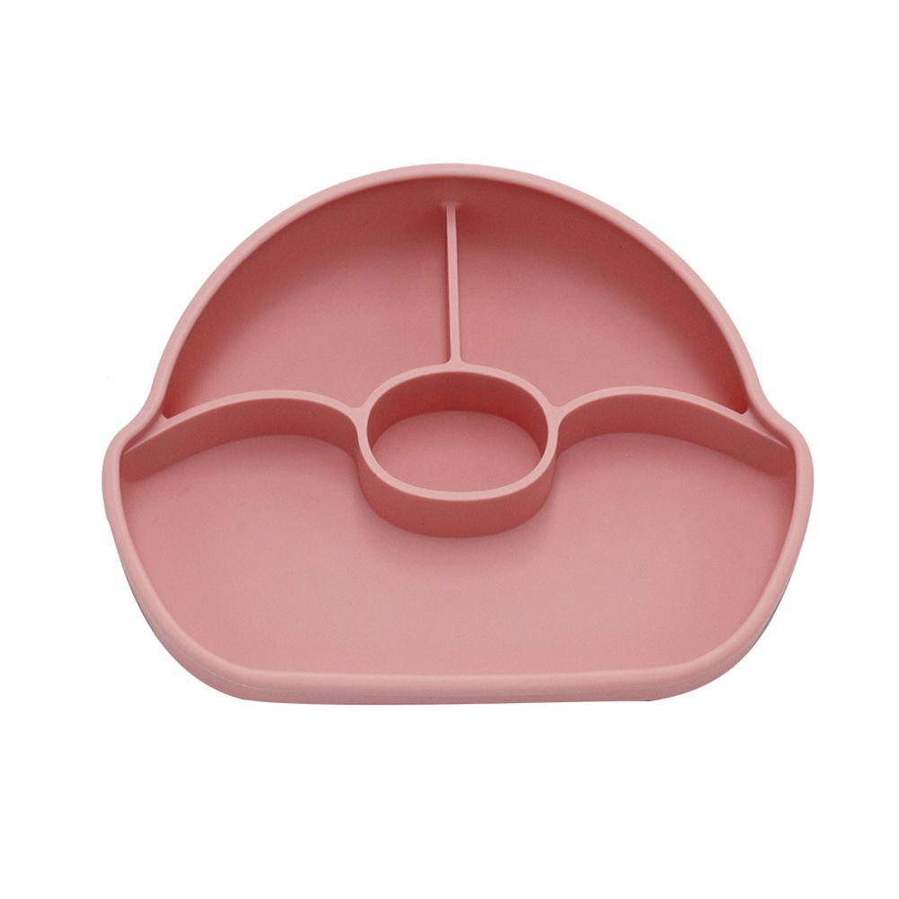 FARANDOLE 法紅荳 - 分格不翻盤-防滑矽膠餐盤禮盒-粉色
