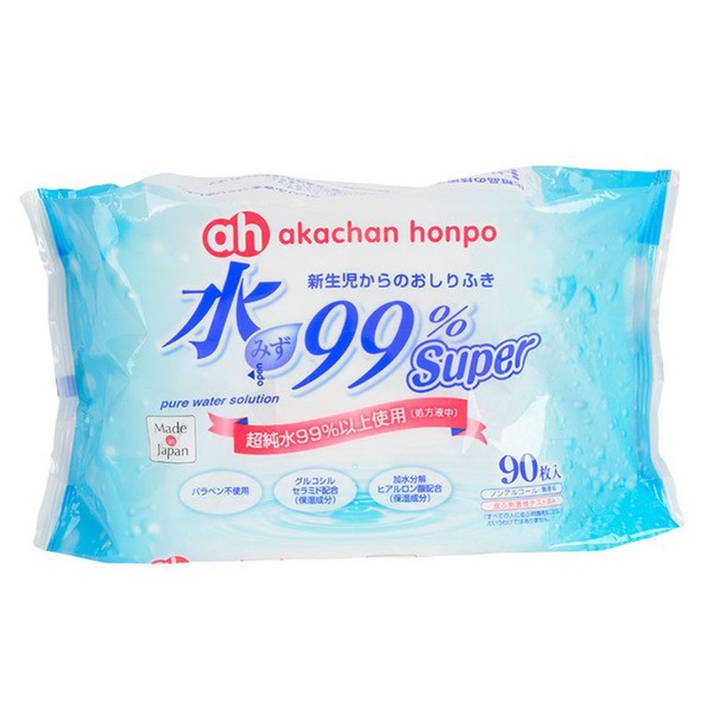 akachan honpo - 水99% Super 新生兒屁屁濕紙巾一般型-90張x1包