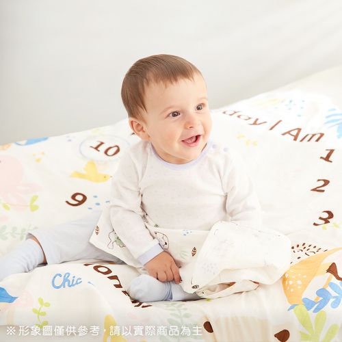 Chic a Bon 寶寶成長紀錄紗布巾禮盒(大包巾+方巾2入+生日圈卡 寶寶新生兒禮 滿月禮 彌月禮)