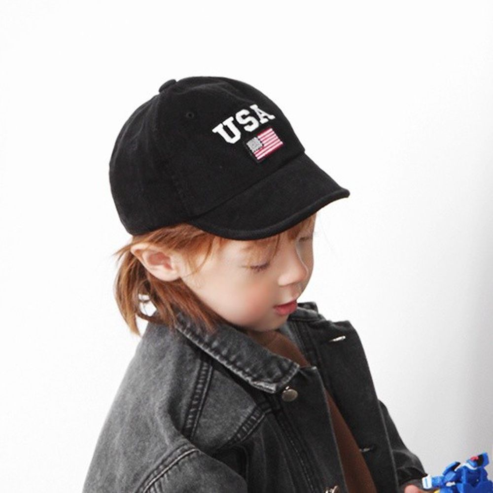 韓國 Babyblee - USA燈芯絨棒球帽-黑 (FREE)