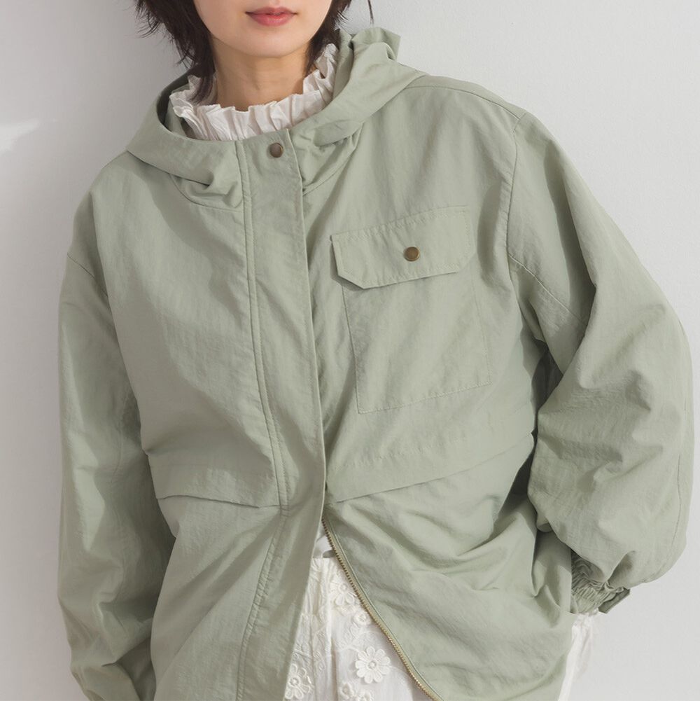 防潑水 優雅霧感派克風衣連帽外套-薄荷綠