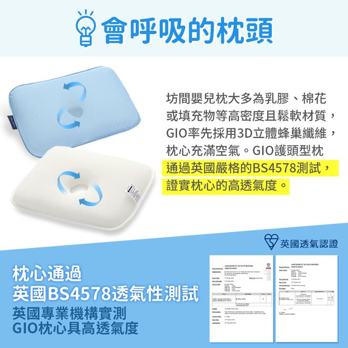 韓國 GIO Pillow - 超透氣護頭型嬰兒枕/防蟎枕-單枕套組-伯爵山丘 - S/M