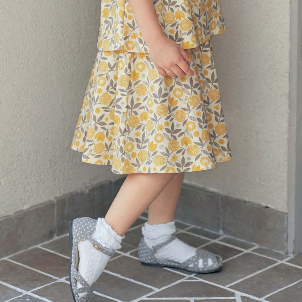 日本千趣會 - 北歐滿版印花純棉短裙-向日葵-黃