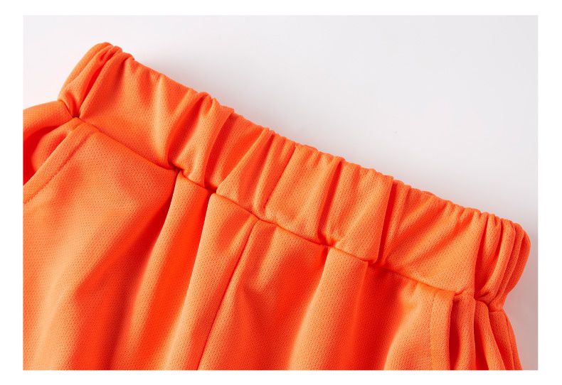 汪汪隊假兩件短袖運動套裝-卡通人物毛毛-橘色