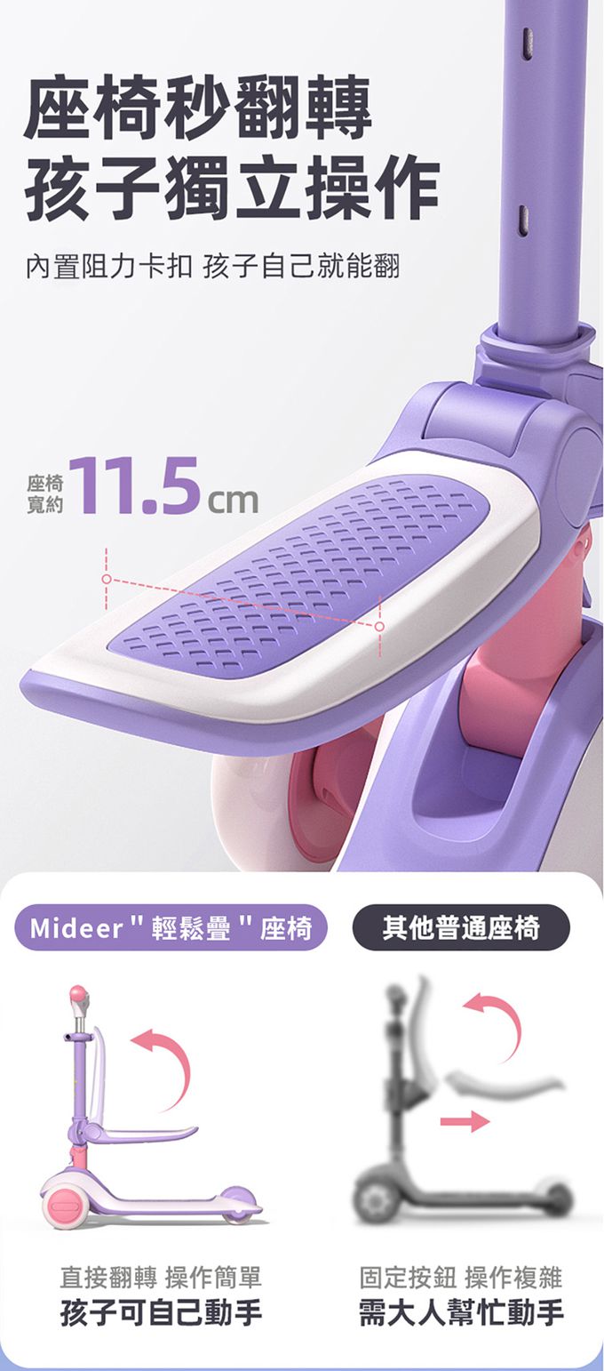 MiDeer - 二合一可摺疊兒童滑板車(嫩草綠)