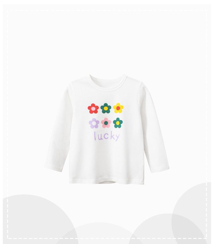 純棉長袖上衣-lucky小花-米白色