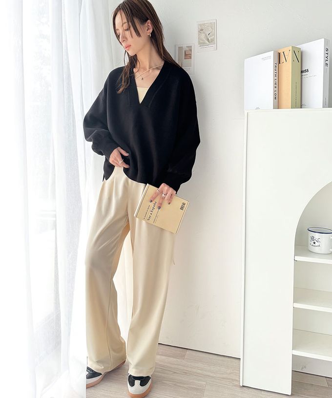 日本 Classical Elf - 俐落深V都會感柔軟針織上衣-粉紅