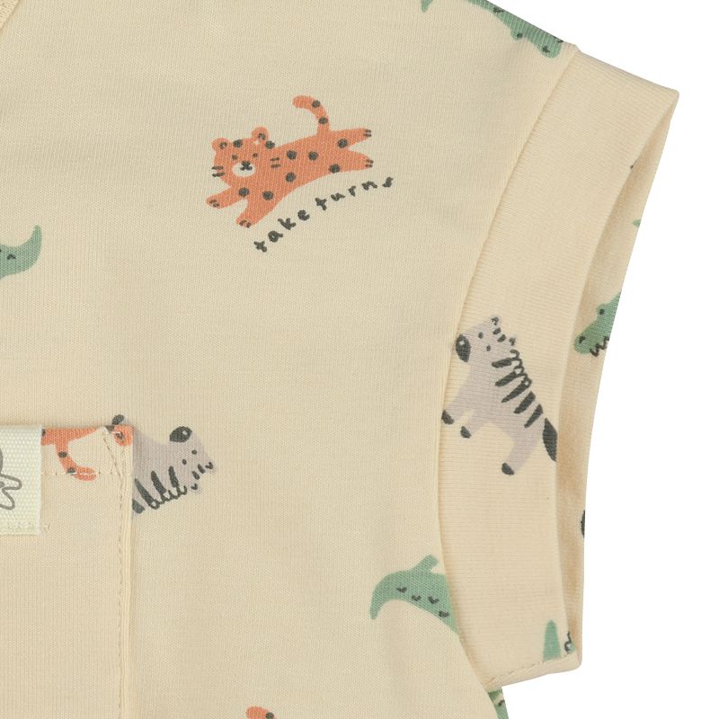 akachan honpo - 短袖外出包屁衣-動物-淺卡其色