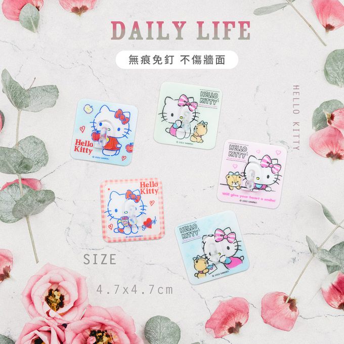 收納王妃 - 三麗鷗Sanrio【蘋果+好友】牆壁掛勾 無痕掛鉤 吊掛 八入組4.7x4.7CM