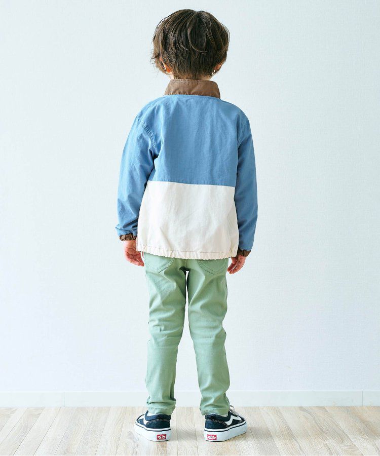 日本 apres les cours - 潑水加工 輕量印花風衣外套-撞色-藍棕系