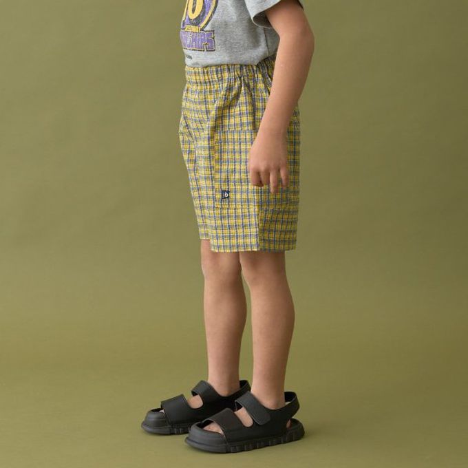 日本 b-ROOM - 時尚搭配口袋短褲(4分丈)-直紋-霧藍