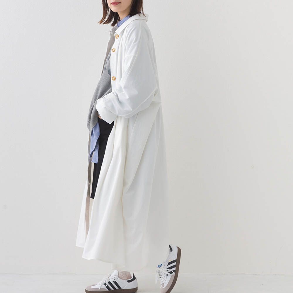 防撕裂耐穿率性質感尼龍長版大衣-白