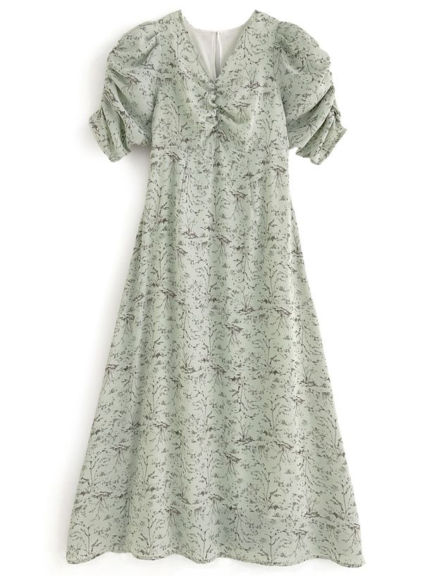 日本 GRL - 浪漫花園後綁帶雪紡洋裝-象牙白