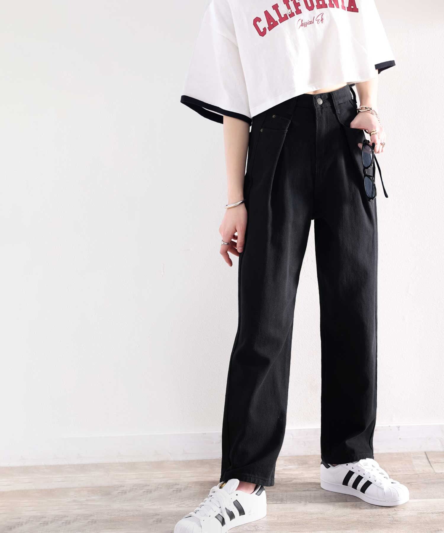 日本 Classical Elf - [熱銷NO.1]  舒適顯瘦打褶長褲-黑