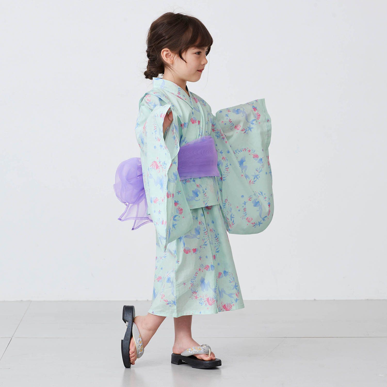 日本千趣會 - 迪士尼 可當洋裝穿的2 WAY浴衣組合-冰雪奇緣-水藍