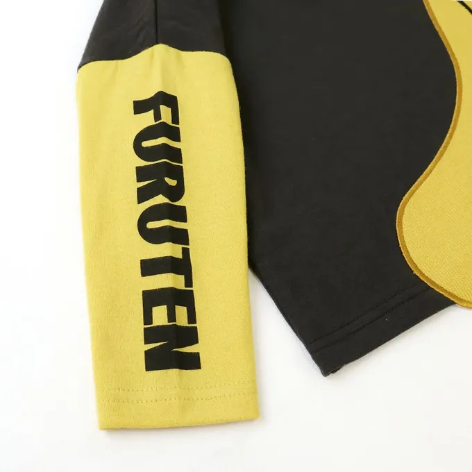 日本 ZOOLAND - 水果樂園 燈芯絨香蕉撞色長袖上衣-黑